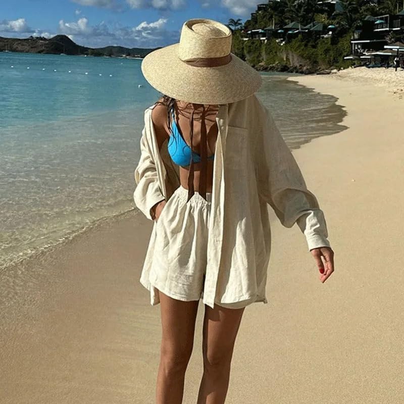 Women Wide Brim Straw Hat with Chin Strap Summer Sun UV Sun Protection Beach Hat Wind Lanyard