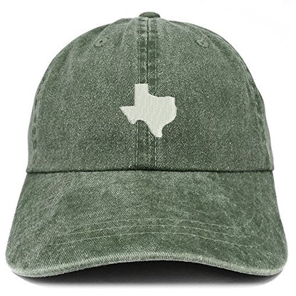 Trendy Apparel Shop Texas State Map Embroidered Washed Cotton Adjustable Cap - color: Dark Green