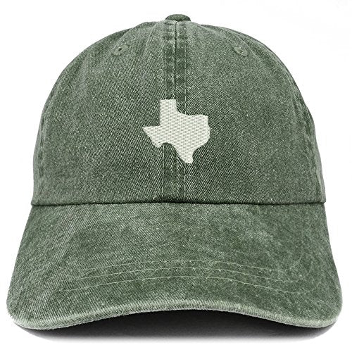 Trendy Apparel Shop Texas State Map Embroidered Washed Cotton Adjustable Cap - color: Dark Green