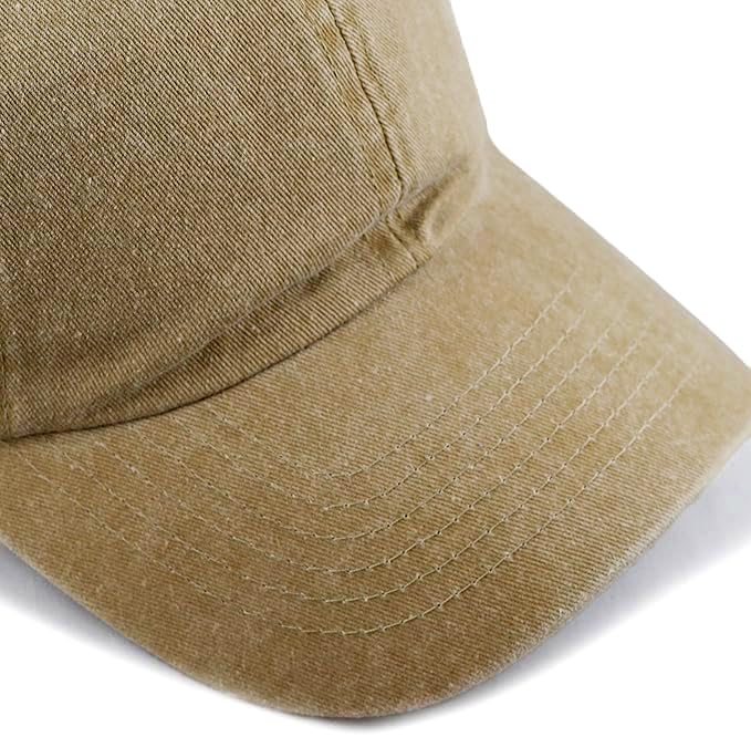 The Hat Depot 100% Cotton Pigment Dyed Low Profile Dad Hat Six Panel Cap - color: 1. Tan