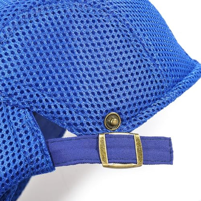 Xinveen Men's Mesh Cap Breathable Summer Newsboy Hat Adjustable Beret Ivy Cap Irish Cabbie Driving Hunting Hats - color: Royal Blue