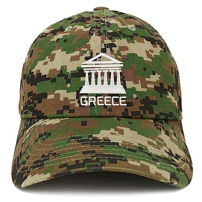 Trendy Apparel Shop Greece Embroidered Soft Crown 100% Brushed Cotton Cap - color: Digital Green Camo