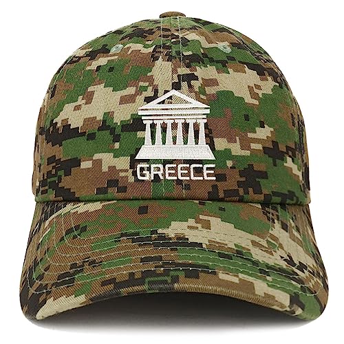 Trendy Apparel Shop Greece Embroidered Soft Crown 100% Brushed Cotton Cap - color: Digital Green Camo