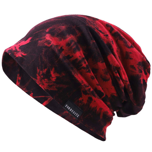 VECRY Men Slouch Hollow Beanie Thin Summer Cap Skullcap - color: Ink Claret