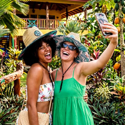 Cuffbow 2 Pack Straw Sun Hats for Women Men - style: Monstera Floral