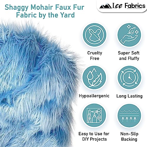 Ice Fabrics Faux Fur Fabric by The Yard - 60 Inches Wide Super Soft and Fluffy Shaggy Mohair Fur Fabric for Costumes, Apparel, Rugs, Pillows, Decorations and More - Teal - Half Yard - color: Teal, size: Half Yard