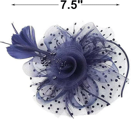 Fascinators Hats 20s 50s Pillbox Hat Cocktail Tea Party for Women (Navy Blue, One Size) - color: Navy Blue