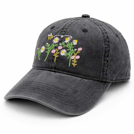 WOAIDY Embroidered Baseball Cap for Men & Women - color: Floral Bee