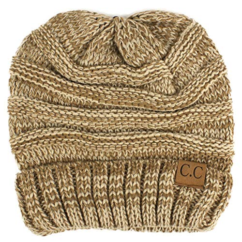 CC Winter Trendy Warm Oversized Chunky Baggy Stretchy Slouchy Skully Beanie Hat (Mix Taupe)