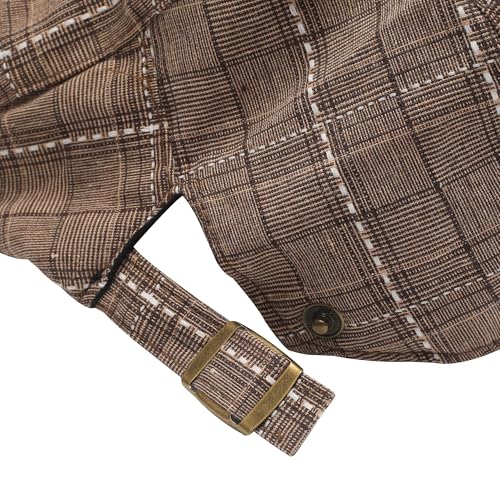 ZLYC Men Cotton Flat Cap Summer Scally Newsboy Beret Driver Hat - color: Plaid Coffee