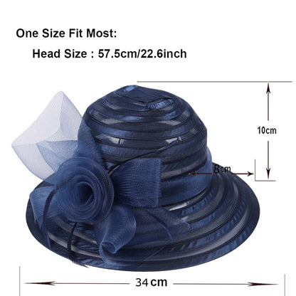 Ruphedy Women Derby Church Dress Bucket Hat Fascinators Tea Party Wedding Hat - color: S017-navy