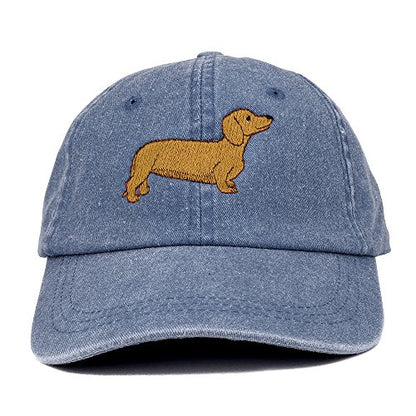 Trendy Apparel Shop Dachshund Embroidered Dog Theme Low Profile Dad Hat Cotton Cap - color: Navy