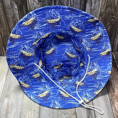 Funny Sun Hat for Men Women Wide Brim Bucket Hat Hiking Boonie Hat Summer Beach Fishing Caps - color: Marlin Fish
