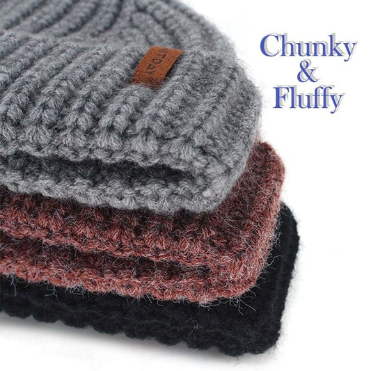 Chunky Wool Fisherman Short Beanie Hats Skull Cap for Men, Mens Thick Skater Streetwear Fishermans Beanie Daily Hat - color: Brown