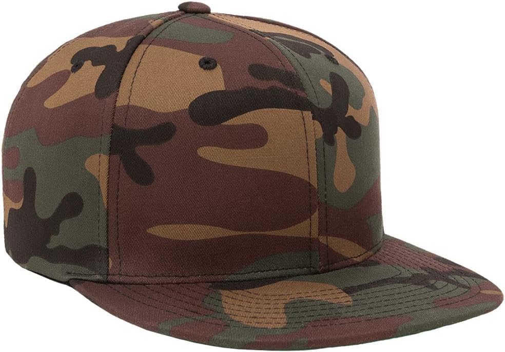 YP Classics 6089 Wool-Blended 6 Panel High Profile Flatbill Snapback Cap - color: Green Camo