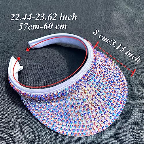 2 Pack Sparkly Rhinestone Clip on Visor Hats Women Men Sun Visors Hat Crystal Studded Shiny Sports Golf Beach Tennis Caps - color: Pink