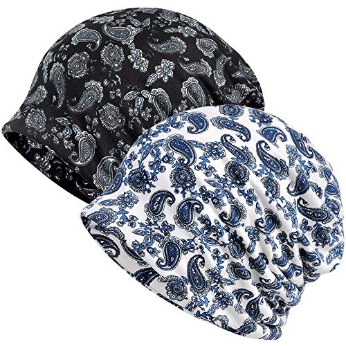XYIYI Womens Chemo Headwear Hats Cotton Slouchy Beanie Cap Scarf - color: 2pcs Flowers-i