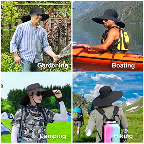 HUAMULAN Men Women 6" Wide Brim Sun Protection Hat Summer Fishing Hats - color: A5-black
