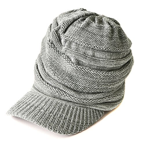 CHARM Mens Brimmed Knit Beanie Hat - color: Mix Gray