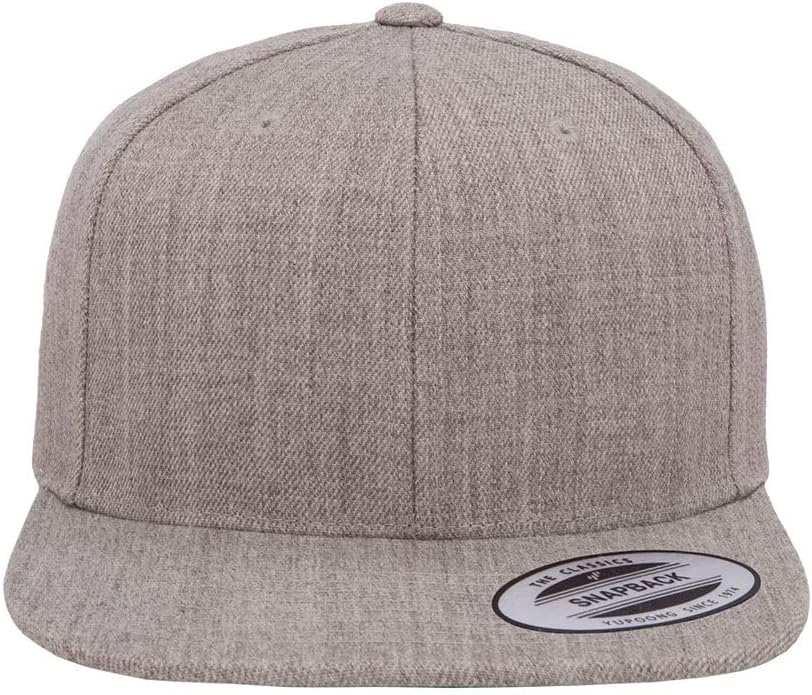 Yupoong Classics 6089 Wool-Blended Snapback Cap Bundle w/Cap Catcher - color: Heather Grey