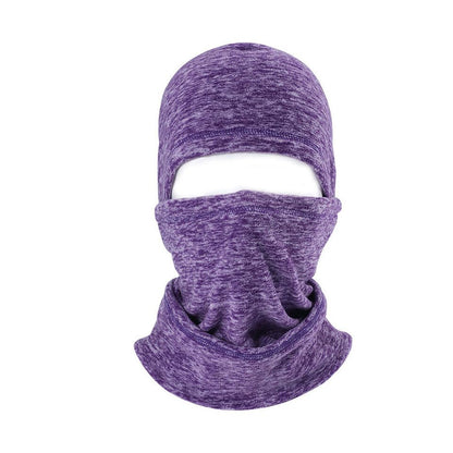 Thermal Neck Hoods Caps Balaclava Winter Fleece Full Face Mask Windproof Ski Hat - color: Purple