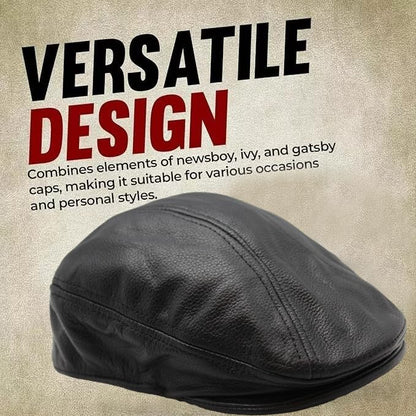 Newsboy Leather Ivy Newsboy Flat Cap Cabbie Driving Fishing Hat for Men S,M,L,XL,2XL,3XL - size: Large