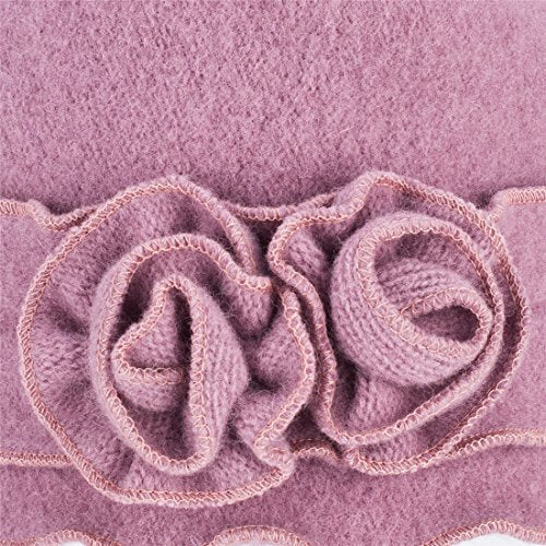 Womens Gatsby 1920s Winter Wool Cap Beret Beanie Crochet Bucket Flower Hat A285 - color: Light Purple