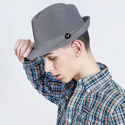 The Hat Depot Light Weight Classic Soft Cool Mesh Crushable Fedora hat - color: Lt. Pink, size: Small-Medium