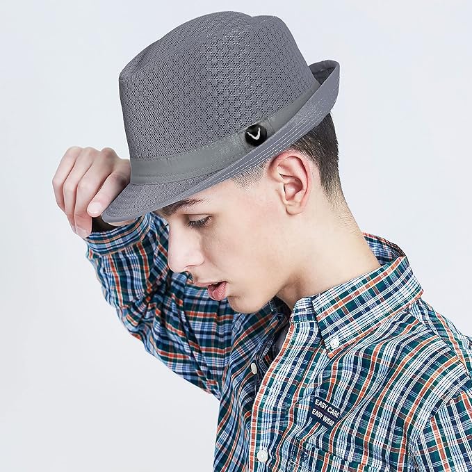 The Hat Depot Light Weight Classic Soft Cool Mesh Crushable Fedora hat - color: Navy, size: Large-X-Large