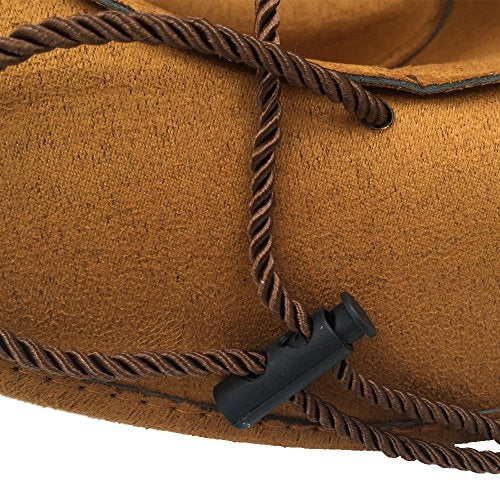 Men's Outback Faux Felt Wide Brim Western Cowboy Hat - color: Brown