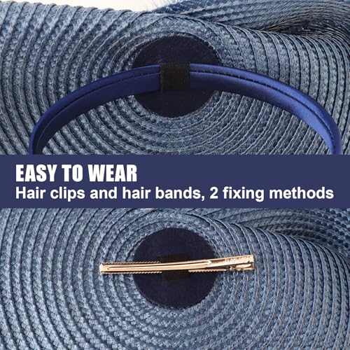 DRESHOW Fascinators Hat Flower Mesh Feathers Hat with a Headband and a Clip 7.9" Tea Party Headwear for Women - color: 1 Pc: Peacock Blue / 7.9"