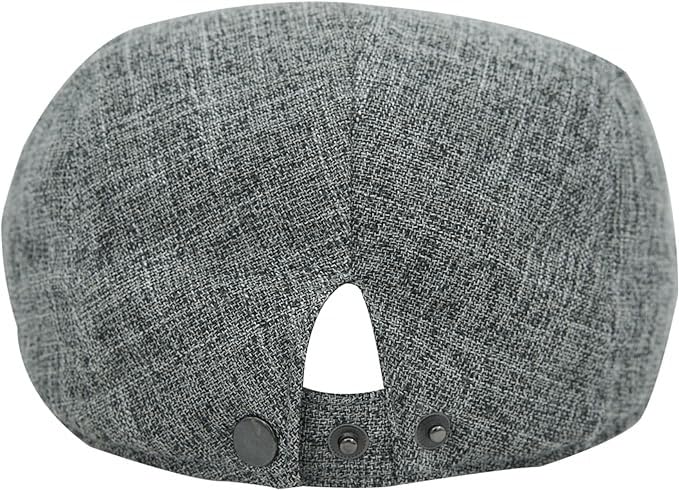 Linen Cotton Flat Cap Men Summer Newsboy - color: Deep Grey, size: 7 3/8-7 5/8