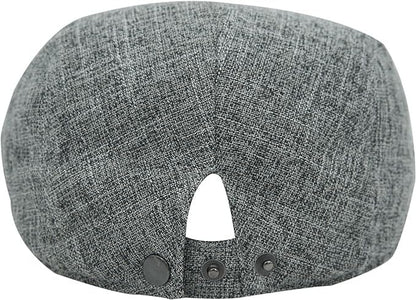 Linen Cotton Flat Cap Men Summer Newsboy - color: Deep Grey, size: 7 3/8-7 5/8