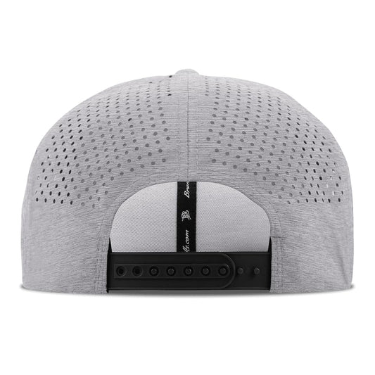 Branded Bills Fore! Performance Golf Hat for Men, 6 Panel Flat Bill Snapback Baseball Cap - color: Heather Grey