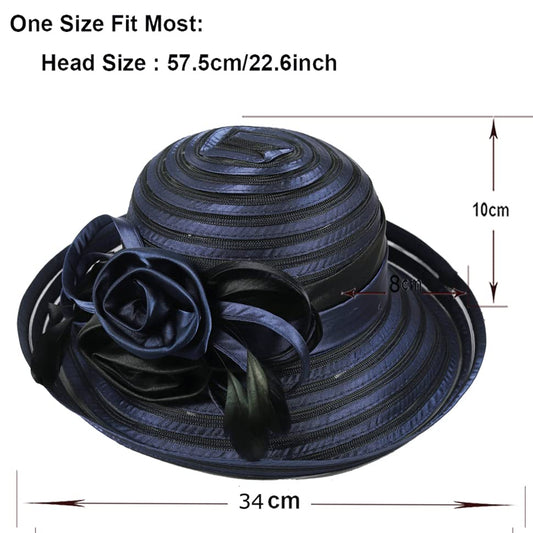 Ruphedy Women Derby Church Dress Bucket Hat Fascinators Tea Party Wedding Hat - color: S027-navy