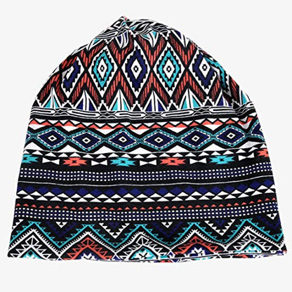 XYIYI Womens Chemo Headwear Hats Cotton Slouchy Beanie Cap Scarf - color: 2pcs Geometry-j