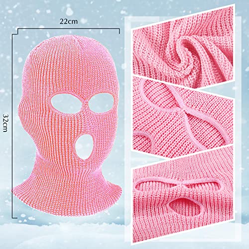 3 Hole Balaclava Ski Mask Cover Winter Knitted - color: Pink