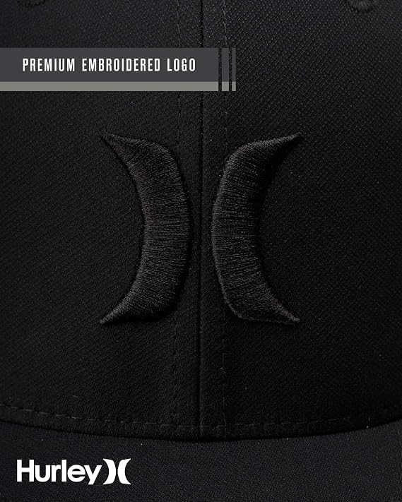 Hurley Mens Baseball Cap Moisture Wicking Flexfit Fitted Hat for Men - color: Black, size: Small-Medium
