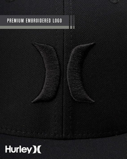 Hurley Mens Baseball Cap Moisture Wicking Flexfit Fitted Hat for Men - color: Black, size: Small-Medium