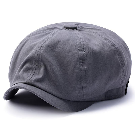 8-Panel Newsboy Cap 100% Cotton Ivy Hat Oversized Flat Beret for Big Head Gatsby Ivy Golf Cabbie Hat M L XL - color: Gray