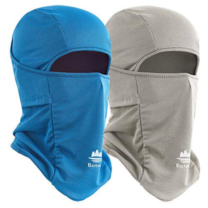 Balaclava Ski Mask, Sun Protection Breathable Face Cover Men Women - color: 2 Packs - Grey + Blue