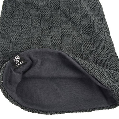 VECRY Men's Slouch Beanie Skull Cap Long Baggy Hip-Hop Winter Summer Hat - color: Checked-grey