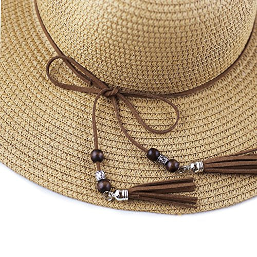 The Hat Depot Womens Floppy Summer Sun Beach Wide Brim Straw Hat - color: Fh3