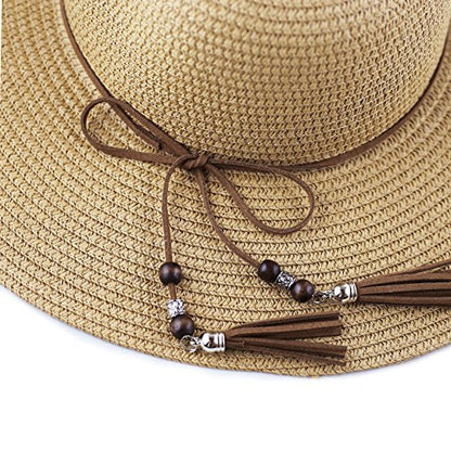 The Hat Depot Womens Floppy Summer Sun Beach Wide Brim Straw Hat - color: Fh3