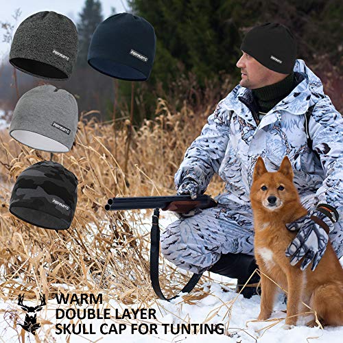 EMPIRELION Softshell Winter Fleece Lined Beanie Hats, 9" Running Skull Cap Thermal Tactical Watch Cap Men Women - color: Black