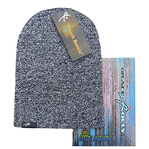 Grace Folly Slouchy Beanie for Men & Women, Cuffed Acrylic Knit Winter Hat - color: Black Heather