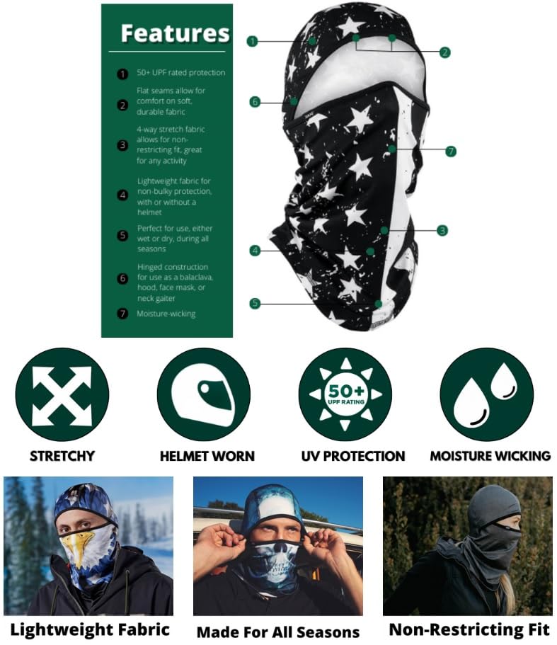 Zanheadgear WB4L114 Convertible Balaclava SportFlex Series Solid Black - color: Electric Skull