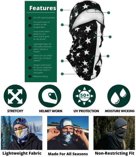 Zanheadgear WB4L114 Convertible Balaclava SportFlex Series Solid Black - color: Electric Skull