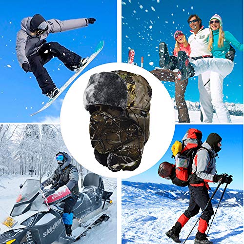 Winter Trapper Hats Ushanka Russian- Men Women Trooper Ear Flaps Hunting Face Masks Ski Snow Cold Weather - color: Camouflage Color