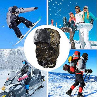 Winter Trapper Hats Ushanka Russian- Men Women Trooper Ear Flaps Hunting Face Masks Ski Snow Cold Weather - color: Camouflage Color